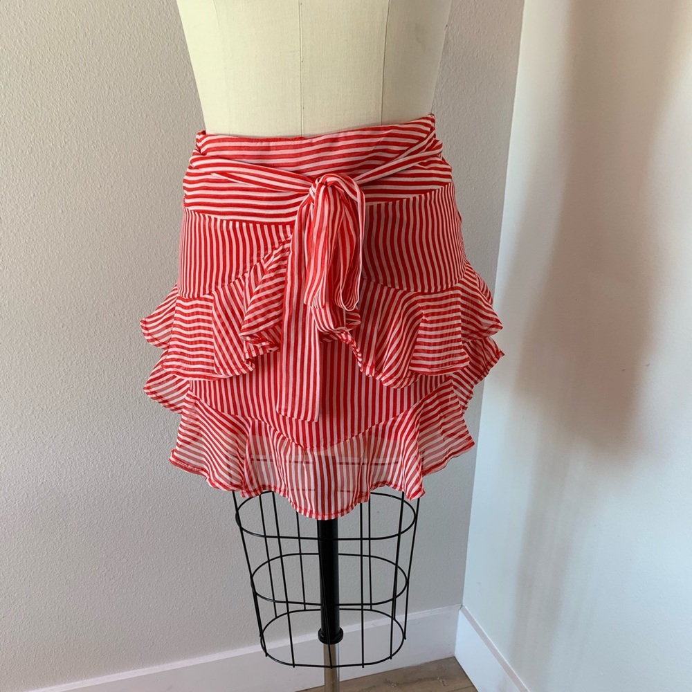 Striped Ruffle Mini Skirt - Picture 1 of 5